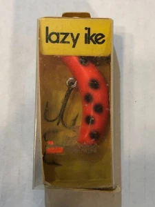 VTG Lazy Ike Crankbait Fishing Lure Red Lightweight Black Spotted Original Box - Picture 1 of 4