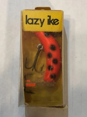 VTG Lazy Ike Crankbait Fishing Lure Red Lightweight Black Spotted Original Box - Image 1 of 4