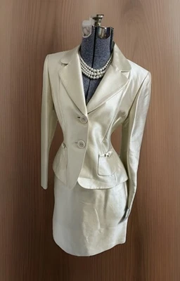 NUEVO $290 Tahari ASL Falda Traje Talla 8P Se Ajusta Como 6P Conjunto de Dos Piezas Seda y Lana Foto 1 de 4