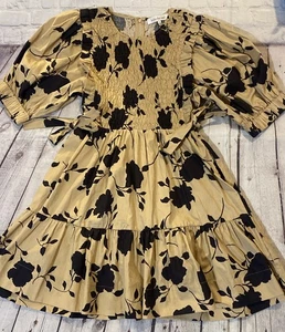 Sofie the Label Mini Babydoll Dress Floral Puffed Sleeves Size Small Cotton - Picture 1 of 20