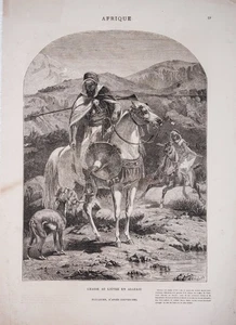 ca 1860 HASENJAGD ALGERIEN mit Windhunden & Juden Zuflucht Gravur 16x11 Lesen 411 - Bild 1 von 5