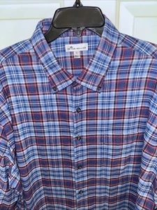 Peter Millar Shirt Mens Size XL Blue/Red Button Down Plaid Long Sleeve - Picture 1 of 5