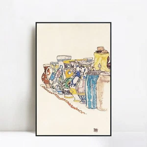 Framed Canvas Giclee Print Vases by Egon Schiele Wall Art Home Office Decoration - Picture 1 of 21