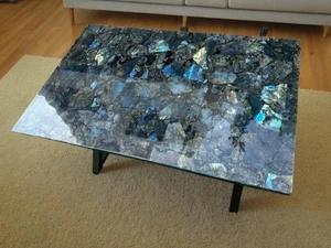 Labradorite Gemstone Dining Table – Handmade Stone Slab for Kitchen & Home Decor - Picture 1 of 9