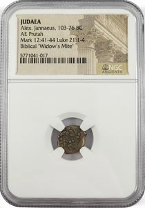 Rare Widow's Mite - Judean Prutah (103-76 BC) NGC Slab - Promo - Picture 1 of 3