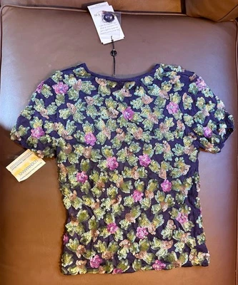 Oscar De La Renta, Camisa Vintage (estilo flapper) Lentejuelas, Pequeña/Pequeña Foto 1 de 4