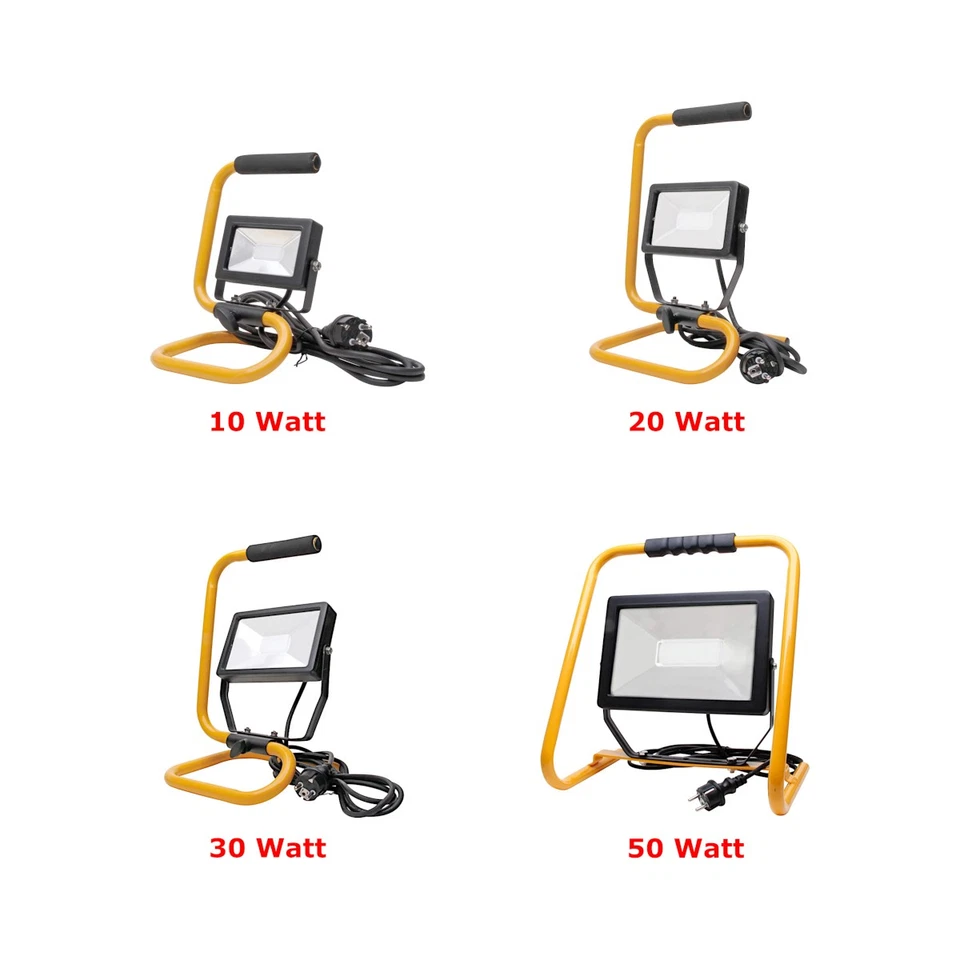 LED Baustrahler Stativ Arbeitsscheinwerfer Handlampe Fluter 10W 20W 30W 50W Kopp - Bild 1 von 1
