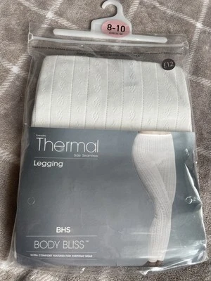 BHS Women's White Side Seamfree Body Bliss Thermal Leggings Size 8-10 - Image 1 of 4