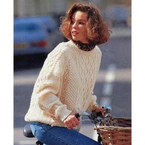 Maglione pescatore vintage Madison punto cavo panna acrilico stile Stoccolma grosso - Foto 1 di 8