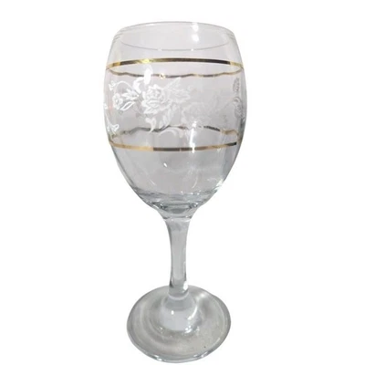 Taça de vinho cristal holandesa Circleware vidro soprado listras douradas claras - Imagem 1 de 4