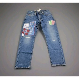Todd Snyder schmale Passform Upcycle gepatchte Selvedge Jeans Größe 32 x 30 blau neu mit Etikett $ 498 - Bild 1 von 16