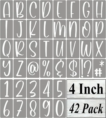 4 Inch Alphabet Letter Stencils for Painting - 42 Pack Letter and Number Sten... - Image 1 of 4