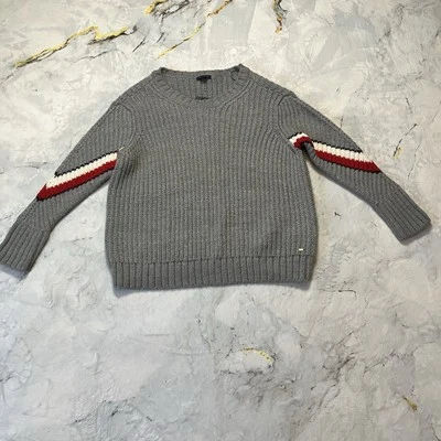 Suéter Tommy Hilfiger para mujer talla XL Gris Mezcla de alpaca Manga larga Bandera a rayas Foto 1 de 4