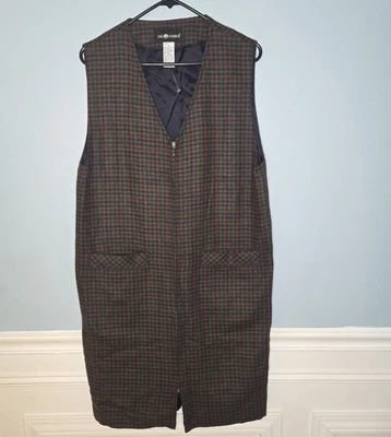 Vintage Plaid Wool Blend Brown Green Zippered Jumper Pinafore Dress Size 10 - Image 1 of 4