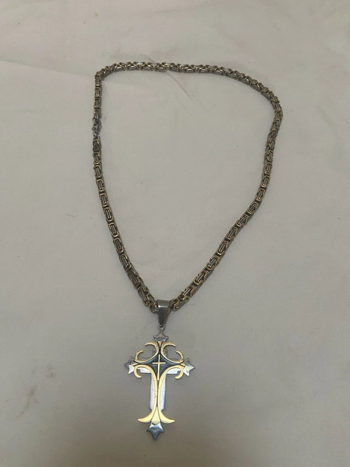 CASSIECA Collares Cruzados para Hombre Collar Colgante Cruz Oro Negro Foto 1 de 3