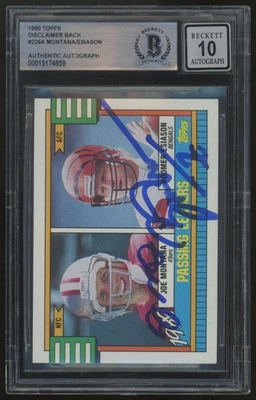 1990 Topps Montana/Esiason Disclaimer Back Dual Signed Auto BGS Auto 10 *659 - Image 1 of 2