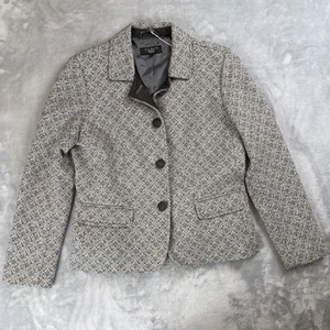 Talbots Button Front Wool Blend Woven Blazer Jacket Size 10P Petite Gray White - Picture 1 of 6