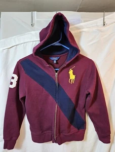 Polo Ralph Lauren Big Pony Crest Boys M 10-12 Zip Up Hooded Jacket Cotton (Br) - Picture 1 of 9