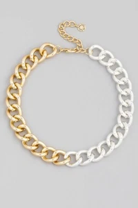 WOMENS LOBSTER CLASP CHUNKY CHAIN FASHION STATEMENT NECKLACE - Picture 1 of 8