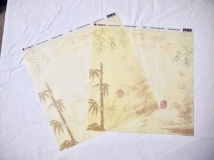 2 Sheets 12x12"" Kodomo Vellum Scrapbook Papers Bamboo Collage Pattern NEW V8 - Picture 1 of 2