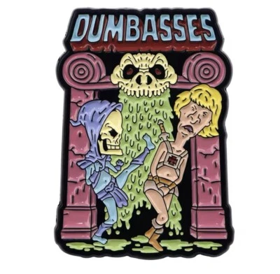 Dumb Head Butt Brothers Style Pin 1pc Rubber Backer Humorous Pin FREE SHIPPING - Image 1 of 4