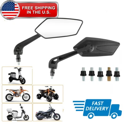 Par de espejos retrovisores laterales para moto scooter chopper cruiser de 10 mm Foto 1 de 4