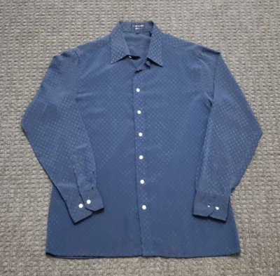 Givenchy for Chesa Men's Large Blue Polyester Shirt Diamond and G All Over Print - Image 1 of 4