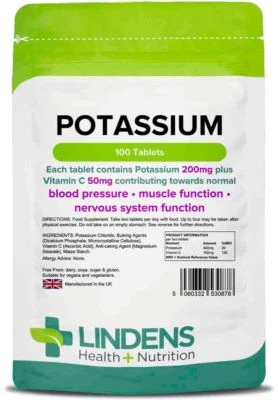 Lindens Potassium 200mg Tablets Supports Normal Blood Pressure - Image 1 of 4