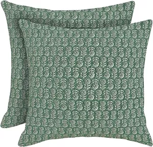 Block Print Throw Pillow Covers 20x20 inch Set of 2 Teal Blue Floral Pillow Case - Picture 1 of 5
