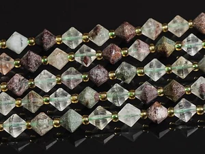 8MM Natural Multicolor Phantom Quartz Beads Grade AA Bicone Faceted Loose Beads - Picture 1 of 3