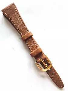 16 mm - hellbraunes Schweinefell Echtleder Uhrenarmband - (goldene Schnalle) - Bild 1 von 2