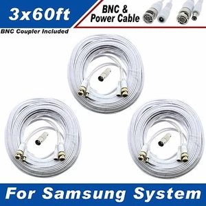 WHITE PREMIUM 180FT BNC CABLE FOR 16 CH SAMSUNG SYSTEMS SDS-5101 SDS-5102 - Picture 1 of 11