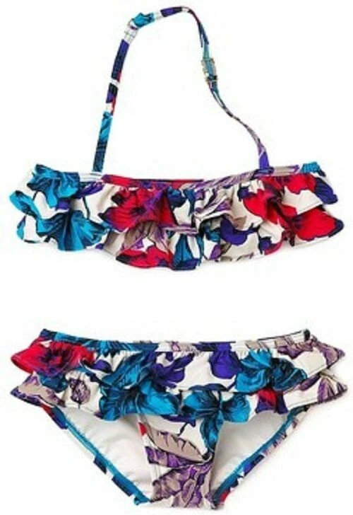 Little Marc Jacobs Conjunto de 2 Piezas Niñas Volantes Bandeau Natación Top Bikini Parte Inferior 4 Foto 1 de 1