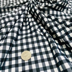 4 Way Stretch Fabric Black and White Buffalo Check Print plaid Spandex by Yard - Picture 1 of 5