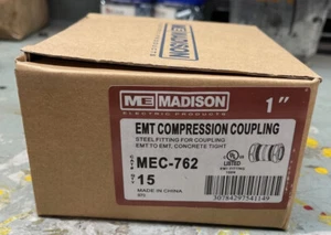 Madison 1" EMT Steel Compression Coupling, Box of 15, Free Shipping! - Picture 1 of 3
