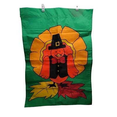 Patio de Acción de Gracias Bandera Peregrino Pavo Reversible 27.5" x 39" Nailon Pesado Foto 1 de 2