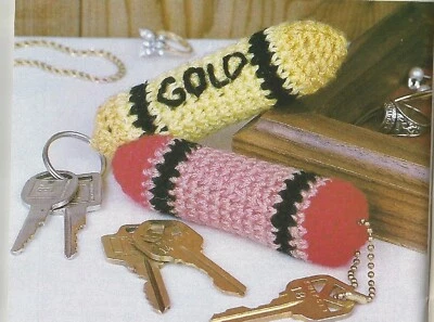 Crayon Key Chain - 4" long - Sport weight yarn - Crochet Pattern ONLY - Image 1 of 2