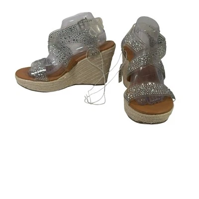 Torrid Women's Rhinestone Embellished Espadrille Wedge Sandals Shoes Size 10 New - Image 1 of 4