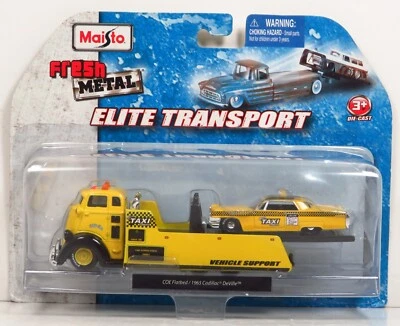 Taxi Maisto Fresh Metal Elite Transport COE plataforma plana 1965 Cadillac DeVille 1:64 Foto 1 de 4