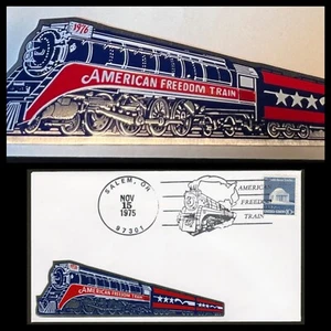 1975 American Freedom Train Cover w/ Embossed Metallic Railroad Cachet, Salem OR - Picture 1 of 4