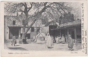 Tunesien, Nr. Afrika, Place des Selliers, gebraucht, Tunis Briefmarke, 1905 - Bild 1 von 2