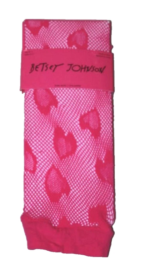 BETSEY JOHNSON Fishnet PINK Knee Socks HEART Prints 9-11 — 第 1/1 张图片