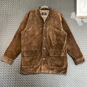 Chaqueta Larga Brooks Brothers 346 Cuero Marrón Gamuza Abotonada Para Hombre Talla Mediana - Imagen 1 de 10