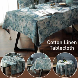 Luxury Embroidery Jacquard Floral Woven Tassel Tablecloth Thicken Table Cover - Picture 1 of 13
