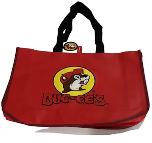 Buc-ees Grocery Bag Handle Black Red Beaver Travel Tote New W/ Tags - Picture 1 of 5