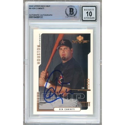 Ken Caminiti Signed 2000 UD MVP #9 Houston Astros Beckett BAS BGS Auto10 Slabbed - Image 1 of 4