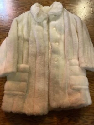 Vintage Oleg Cassini Fur Faux Mink Coat Size Large 1950s Rare Foto 1 de 4