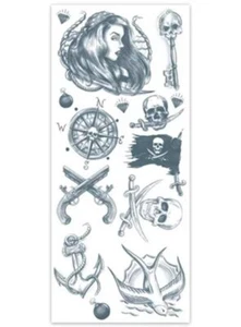 Pirat Klebe-Tattoo Set - Fasching Halloween Karneval - Temporäre Tattoos in - Bild 1 von 1