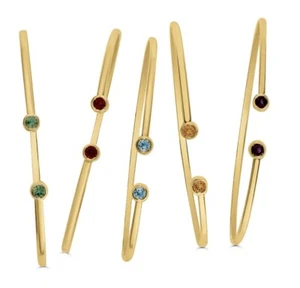 14K Yellow Gold Omega Diamond Bracelet - Peridot, Garnet, Blue Topaz, Citrine - Picture 1 of 2