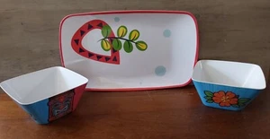 Tropical Melamine Tiki Bowls and Serving Platter Amscan 6pc Picnic Barware - Picture 1 of 7